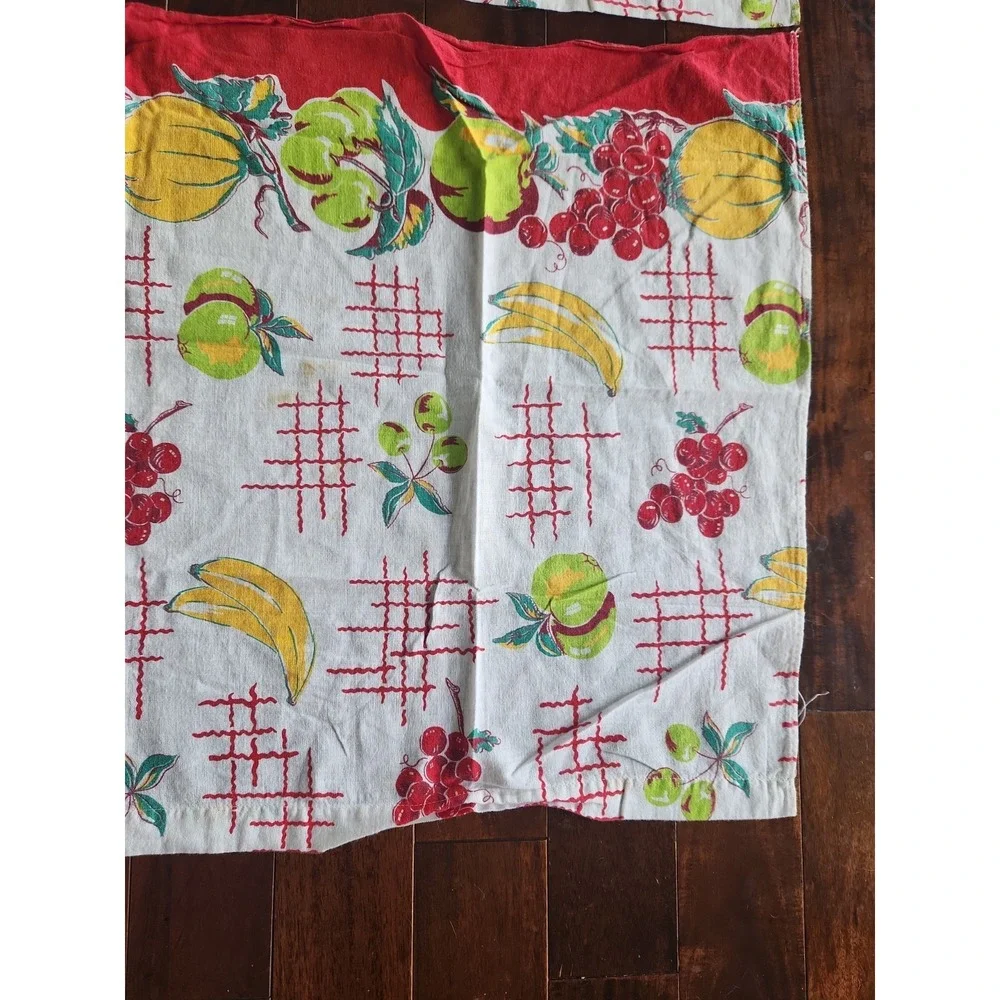 Vtg 40's-50's Feed flour Sack Fabric Valances authentic Cotton Fruit Print 40x24